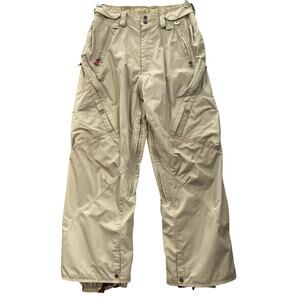 Vtg Y2K Four Square Snowboard Pants 15K Mens L Tan Lined Cargo Insulated Vent